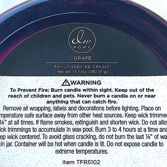 DW HOME CANDLE GRAPE 1 WICK 13.7 oz RICHLY SCENTED NEW - Picture 4 of 4